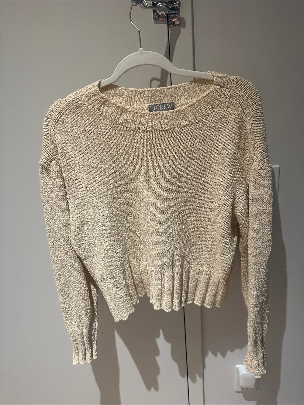 J. Crew Soft Cream Crewneck Cropped Sweater
